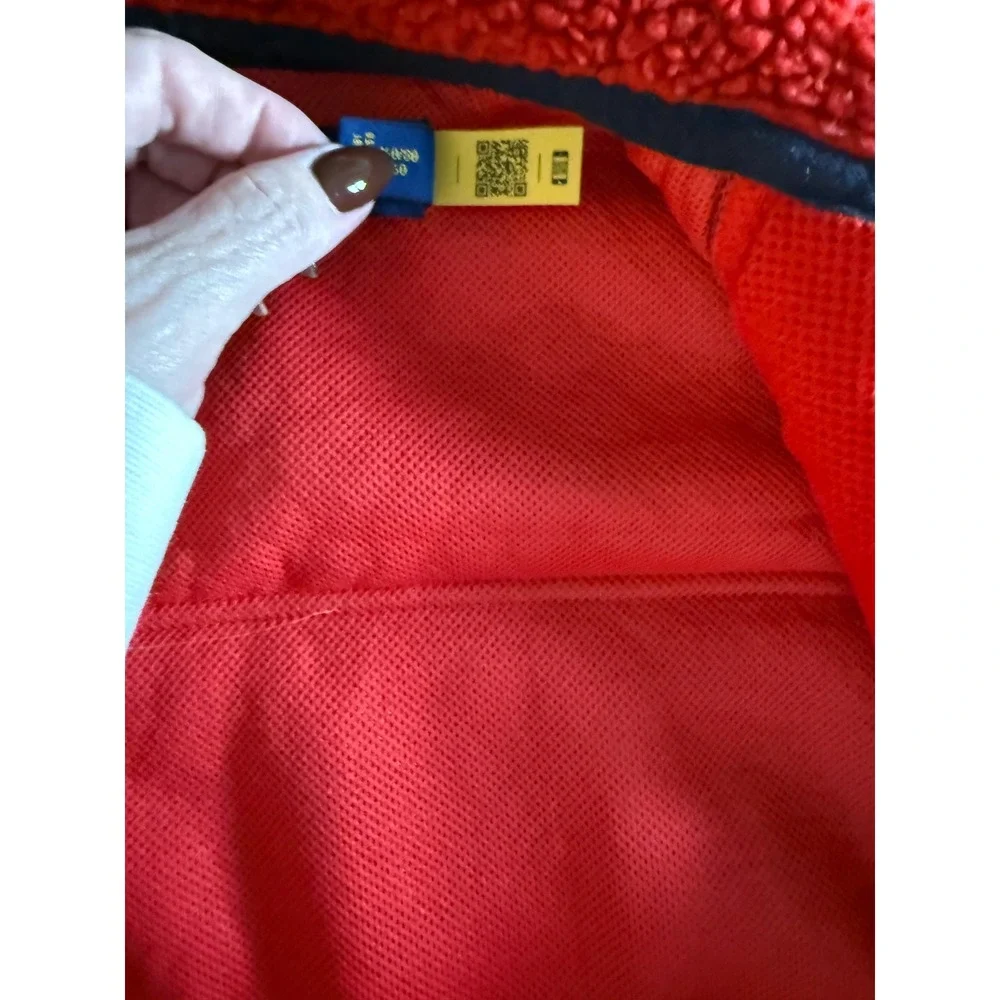 Polo Ralph Lauren Kids Red Navy Fleece Colorblock Zip Up‎ Jacket L 14 16